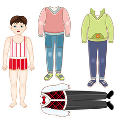 Halloween paper doll boy with costumes Royalty Free Vector