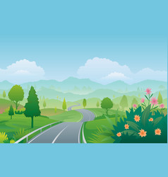 Winding road through a mountain landscape Vector Image