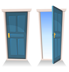 Cartoon red door open and closed Royalty Free Vector Image