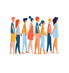 Different multiethnic women and men group crowd Vector Image