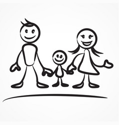 Happy family stick figure Royalty Free Vector Image