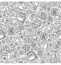 Cartoon cute hand drawn spring seamless pattern Vector Image