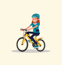 Cheerful girl rides a bicycle Royalty Free Vector Image