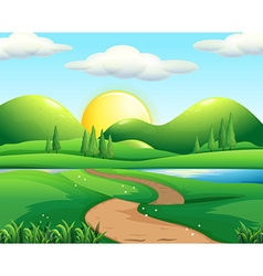 Park scene with trail and trees Royalty Free Vector Image