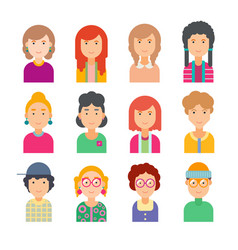 Colorful set of faces in flat design Royalty Free Vector