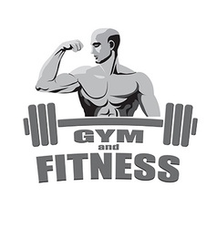 Fitness gym logo mockup bodybuilder showing biceps