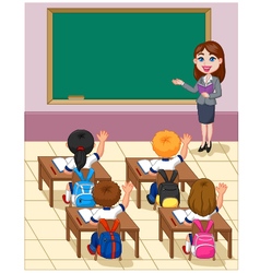 Cartoon little kid a study in the classroom Vector Image