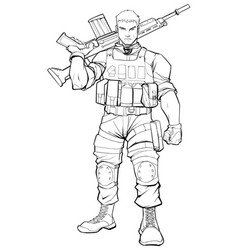 Soldier line art Royalty Free Vector Image - VectorStock