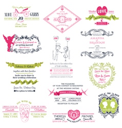 Vintage wedding frames and ribbons set Royalty Free Vector