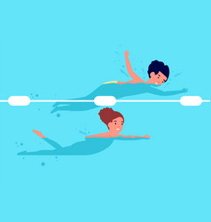 Kids in swimming pool boys and girls in swimwear Vector Image