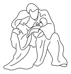 Joseph mary and baby jesus sketch Royalty Free Vector Image