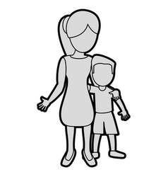 Mother hugging son lovely outline Royalty Free Vector Image