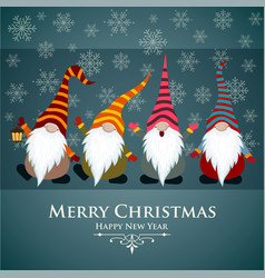 Christmas card with gnomes Royalty Free Vector Image