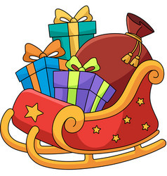 Christmas sleigh colored cartoon Royalty Free Vector Image