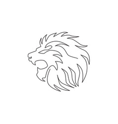 One single line drawing wild lion head Royalty Free Vector