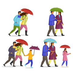 Family walking in rain with umbrella Royalty Free Vector