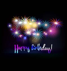 Happy birthday fireworks greeting card Royalty Free Vector