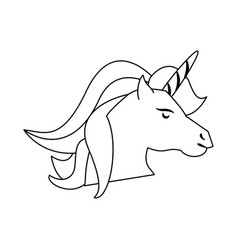 Unicorn fantasy horse cartoon in black and white Vector Image