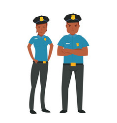 Male and female police officer in cartoon style Vector Image