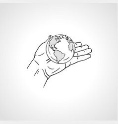 Hand holding earth palm hold globe Royalty Free Vector Image