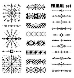 Black-and-white tribal set of design elements Vector Image