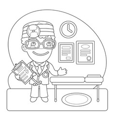 Cartoon doctor near examination couch Royalty Free Vector