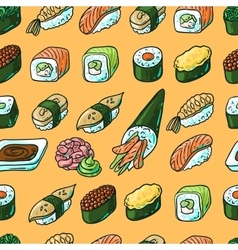 Rice food hand drawn asian dishes sushi rolls Vector Image