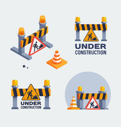 Isolated isometric road construction icon set Vector Image