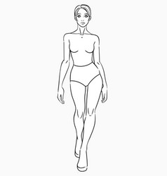 Walking model simple sketch drawing Royalty Free Vector
