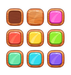 Cartoon wooden buttons set Royalty Free Vector Image