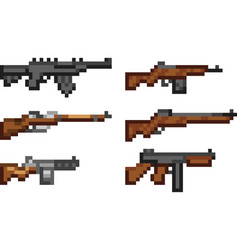 Set of weapon icons in pixel style Royalty Free Vector Image