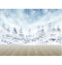 Background with falling snow and forest Royalty Free Vector