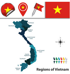 Vietnam administrative and political map with flag