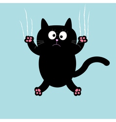 Black cat scratching wall silhouette Royalty Free Vector