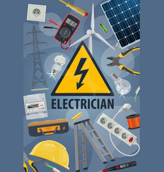Electricity and electric engineering tools Vector Image