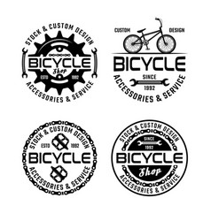 Bicycle Shop And Service Four Colored Emblems Vector Image