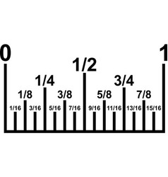 Inch fractions on a ruler converting decimal Vector Image