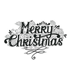 Merry christmas retro poster with hand lettering Vector Image