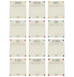 Calendar for year 2015 Royalty Free Vector Image