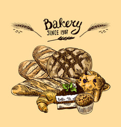 Bread hand drawn set Royalty Free Vector Image