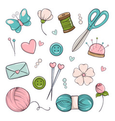 Handmade set objects for knitting sewing Vector Image