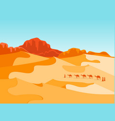 Cartoon desert with silhouettes cactus and Vector Image