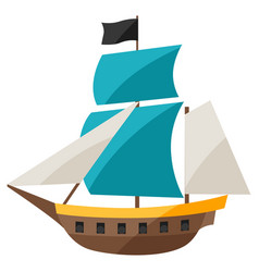 Sailing ship vintage frigate on the waves Vector Image