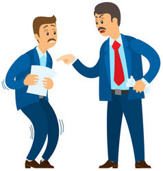 Angry boss shouting to employee conflict Vector Image