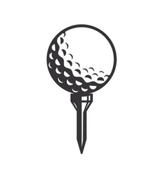 Golf club and ball on tee hand drawn outline Vector Image