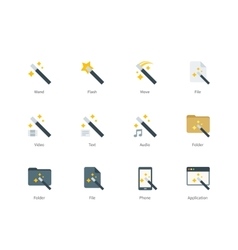 Magic and trick icons set on white background Vector Image