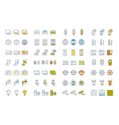 Set flat line icons technology Royalty Free Vector Image