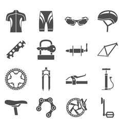 Black bicycle part icons set Royalty Free Vector Image