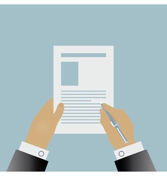 Man hand signing contract Royalty Free Vector Image
