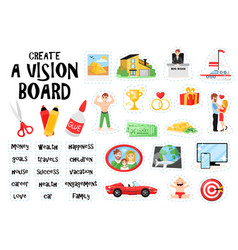 Vision board collage with dreams and goals Vector Image